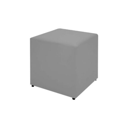 Puff Quadrado Decorativo em Suede Cinza