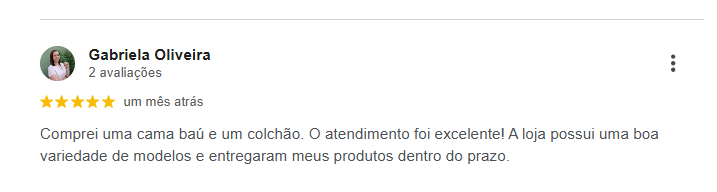 Avaliação 5 estrelas cliente Rael Colchões Rio Preto