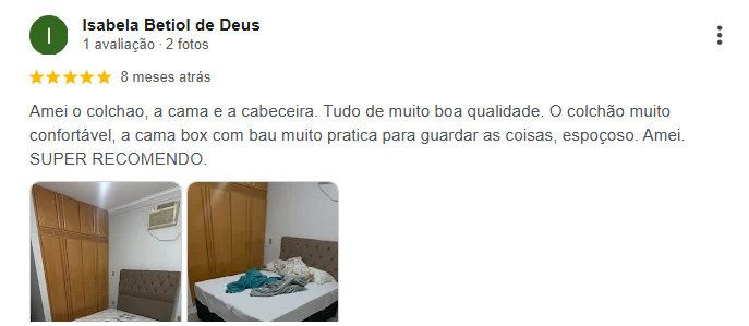 Avaliação 5 estrelas cliente Rael Colchões Rio Preto