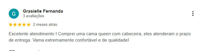 Avaliação 5 estrelas cliente Rael Colchões Rio Preto