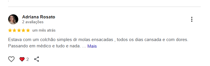 Avaliação 5 estrelas cliente Rael Colchões Rio Preto