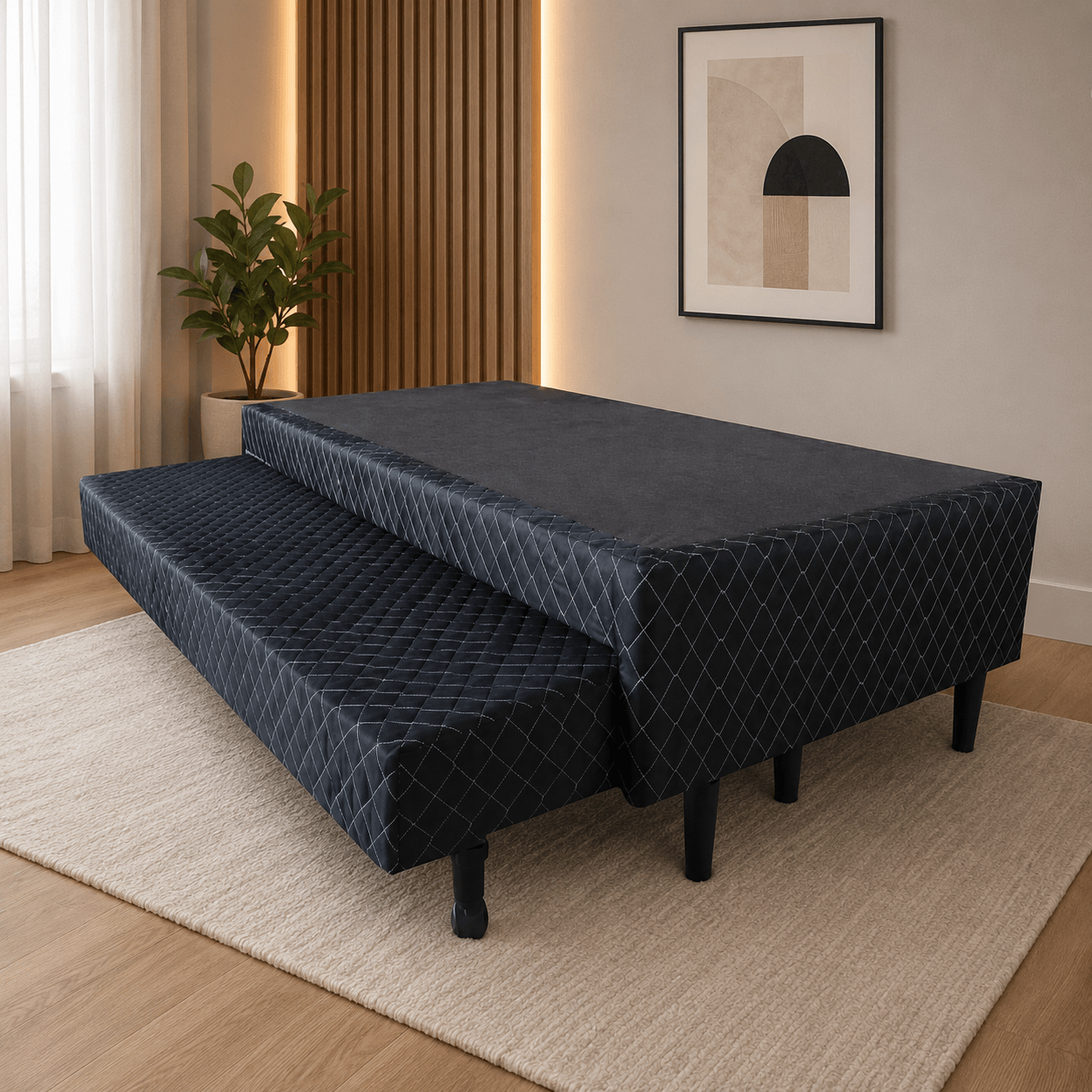 Cama box auxiliar moderna com cama auxiliar embutida e design sofisticado
